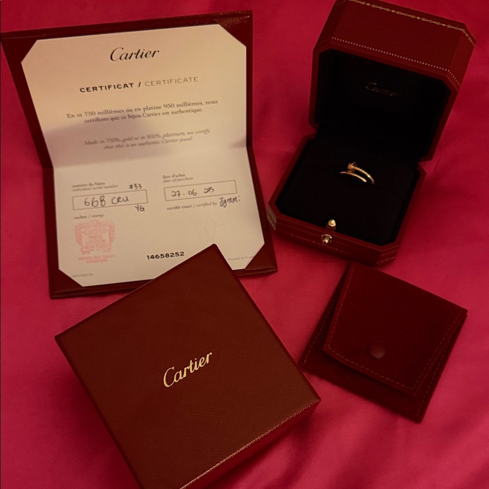 Authentic Cartier Gold Ring with Red Box and Certificate